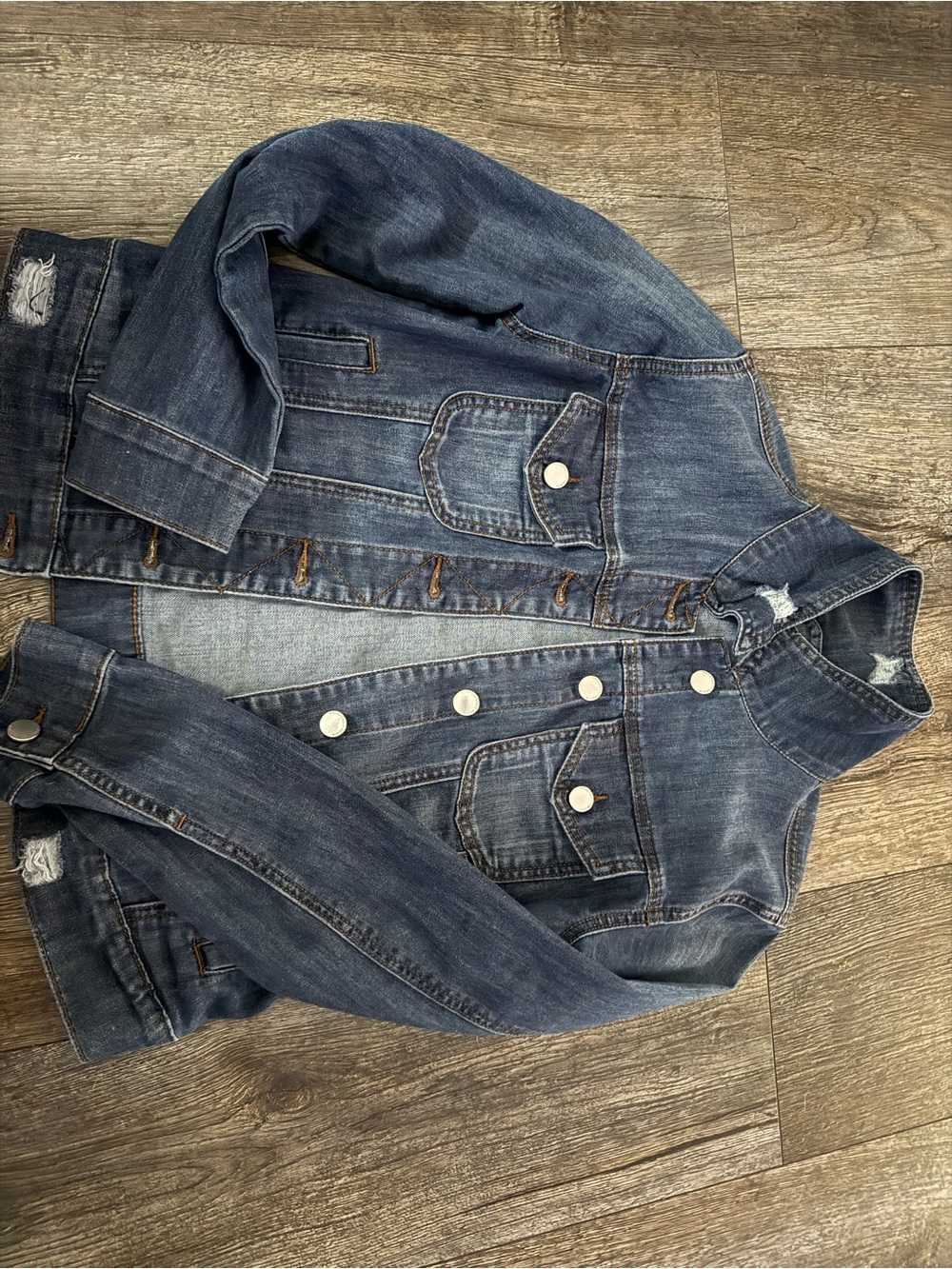 Women's Dark Wash Denim Jean Jacket - Classic Button Front